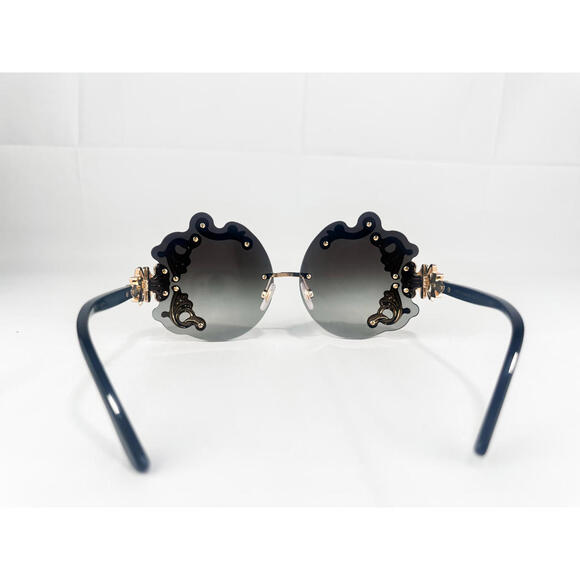 Dolce & Gabbana DG2195 Rimless Baroque Sunglasses Black Gold NWT - Picture 5 of 9